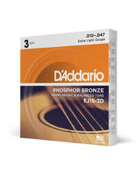 D'Addario 3-Pack EJ15 Phos. Bronze X-Lite 10-47 Acoustic Strings