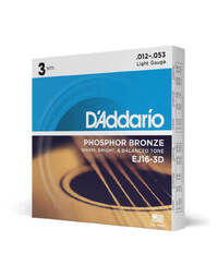D'Addario 3-Pack EJ16 Phos. Bronze Lite 12-53 Acoustic Strings