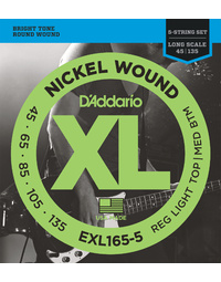 D'Addario EXL165-5 45-135 Long 5Str Bass Guitar Strings
