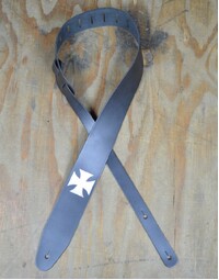Colonial Leather 2.5" Printed Leather Strap Black with White Cross