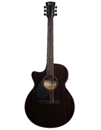 Faith Nexus Venus All Solid Mahogany Left-Handed Auditorium Acoustic Guitar Cutaway w/ Pickup Thru-Black Gloss