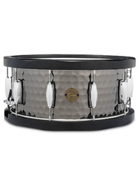Gretsch Hammered Black Steel Series Snare Drum with Black Maple Hoops -14 x 6.5"