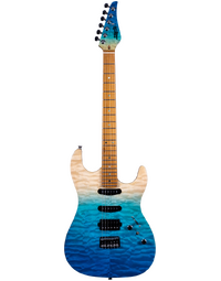 JET Guitars JS-1000 Quilted Maple Top Electric Guitar HSS Roasted MN Transparent Blue
