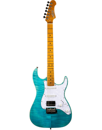 JET Guitars JS-450 Flamed Maple Top Electric Guitar HSS Roasted MN Ocean Blue