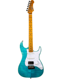 JET Guitars JS-450 Flamed Maple Top Electric Guitar HSS Roasted MN Ocean Blue