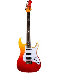 JET Guitars JS-600 Flamed Maple Top Electric Guitar HSS EB Transparent Red