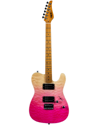 JET Guitars JT-450 Quilted Maple Top Electric Guitar HH Roasted MN Transparent Pink