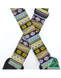 Colonial Leather Jacquard Ukulele Strap Candy Stripe Yellow