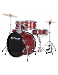Ludwig LC17014 Accent Fuse Poplar 5-Piece 20" Drum Kit Red Foil