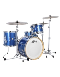 Ludwig LCLUB22BLDIR Continental Club FAB Plus Cherry/Agathis 4-Piece 22" Shell Pack Blue Sparkle