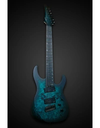 Legator N7FSS Ninja Super Shred 7-String Multi-Scale Buckeye Burl Top Electric Guitar Dark Sapphire