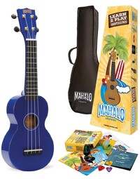 Mahalo Rainbow Series Learn 2 Play Soprano Ukulele Essentials Pack Blue