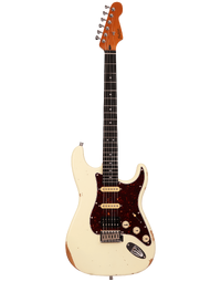 Patina Guitars PS-7 HSS Electric Guitar RW Olympic White Road Worn Nitrocellulose
