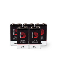 D'Addario Tour-Grade 9V Alkaline Batteries (5-Pack)