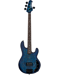 Sterling by Music Man StingRay Ray34 Poplar Burl Electric Bass Neptune Blue Satin