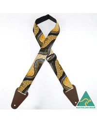 Colonial Leather Aboriginal Art Rag Strap Kangaroo River Camp Tan