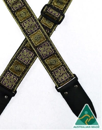 Colonial Leather Jacquard Rag Strap Brown & Gold Squares