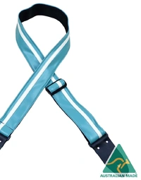 Colonial Leather Stripe Rag Strap Aqua w/ White Stripe