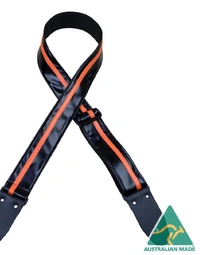 Colonial Leather Stripe Rag Strap Black w/ Orange Stripe