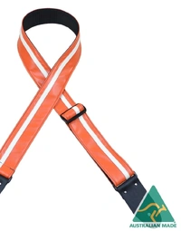 Colonial Leather Stripe Rag Strap Orange w/ White Stripe