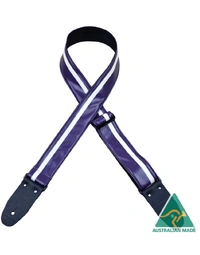Colonial Leather Stripe Rag Strap Purple w/ White Stripe