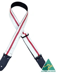 Colonial Leather Stripe Rag Strap White w/ Red Stripe