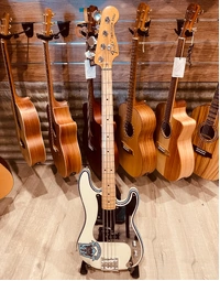 Used Fender Steve Harris Precision Bass MN Olympic White Pinstriping (Includes Gig Bag)