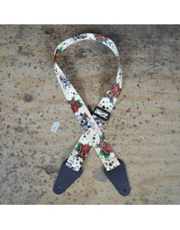 Colonial Leather White Skull Webbing Strap