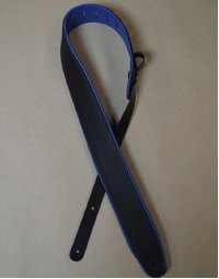 Colonial Leather 2.5" Black w/ Blue Upholstery Padded Strap