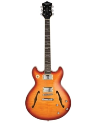 Tanglewood TCH59-VB Chicago Flame Maple Top Thline Semi-Hollowbody Electric Guitar Honey Burst