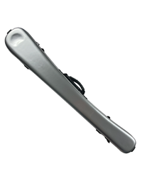 Vivo Bass Bow Case German/French Fits 2 Bows - Polycarbonate w/ Rosin Bag - Silver