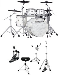 Roland VAD706PWSDW V-Drums Acoustic Design Drum Kit Polar White w/ DW 3000 Series Hardware