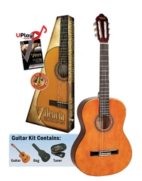 Valencia VC104 100 Series Full Size Classical Nylon String Guitar Pack Natural Gloss