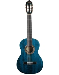 Valencia VC202 200 Series 1/2 Size Classical Nylon String Guitar Satin Transparent Blue