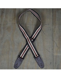 Colonial Leather Striped 50mm Webbing - Dark Brown Strap