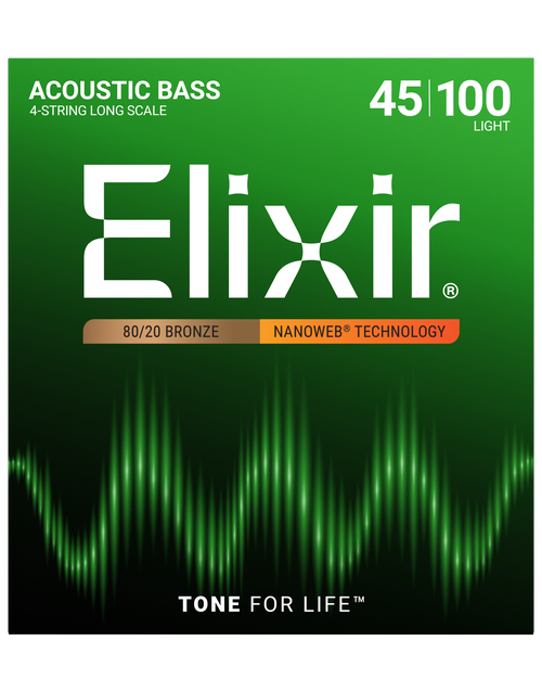 Elixir Acoustic Bass Nanoweb 80/20 Light 45-100 Strings - 14502