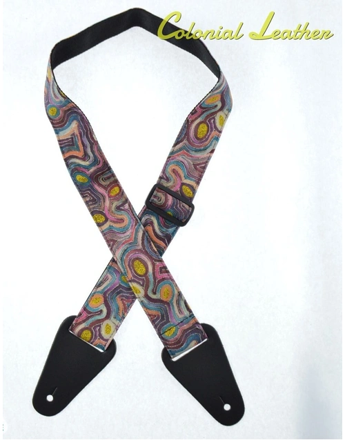 Colonial Leather Aboriginal Art Rag Strap Bush Potato Dreaming