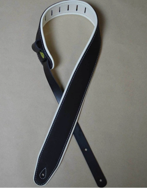 Colonial Leather 2.5" Black w/ White Upholstery Padded Strap